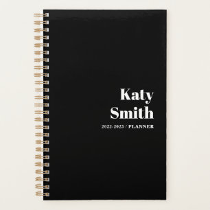 Modern Black White Monthly Weekly Start Anytime  Planner