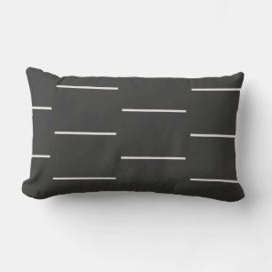 Modern Black & White Mudcloth Lines Throw Pillow