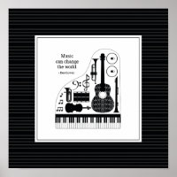 Modern Black & White Musical Instruments Pattern