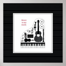 Modern Black & White Musical Instruments Pattern
