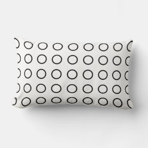 Modern Black White Open Circles Geometric Pattern Lumbar Cushion