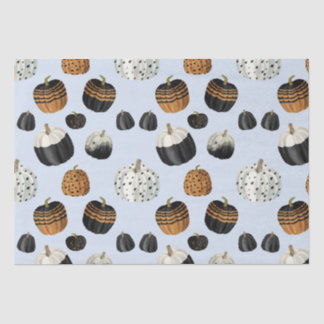 Modern Black White Orange Pumpkin Pattern Tissue Paper