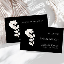 Modern Black White Orchid Floral Business Discount