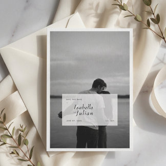 Modern Black & White Overlay Photo Wedding Save The Date