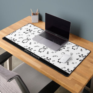Modern Black & White Panda Pattern Desk Mat