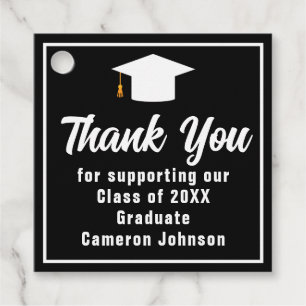 Modern Black White Personalised Graduation Party Favour Tags