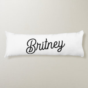 Modern Black White Personalised Monogram and Name  Body Cushion