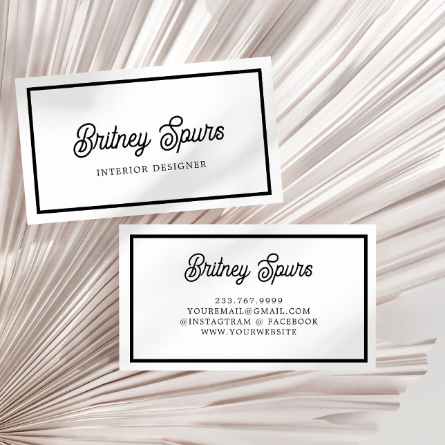 Modern Black White Personalised Monogram and Name  Business Card (Creator Uploaded)