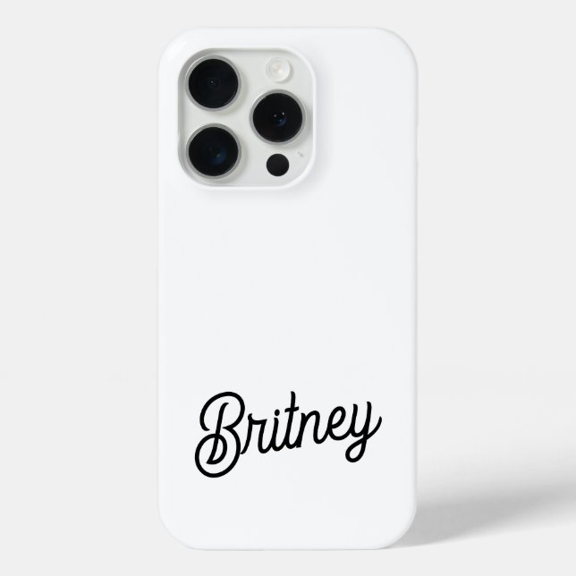 Modern Black White Personalised Monogram and Name  Case-Mate iPhone Case (Back)