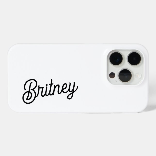 Modern Black White Personalised Monogram and Name  Case-Mate iPhone Case (Back (Horizontal))