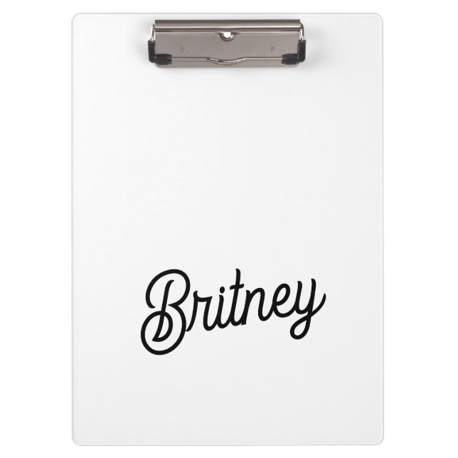 Modern Black White Personalised Monogram and Name  Clipboard (Front)
