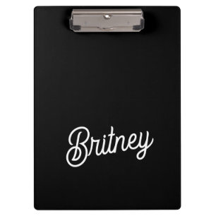 Modern Black White Personalised Monogram and Name  Clipboard
