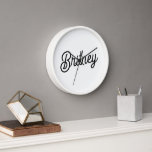 Modern Black White Personalised Monogram and Name  Clock<br><div class="desc">The Modern Black White Personalised Monogram and Name Clock would be a chic and functional addition to any room. The elegant black and white design, featuring personalised details, adds a touch of sophistication while providing a practical timekeeping solution. It’s perfect for enhancing your home decor or as a thoughtful gift....</div>