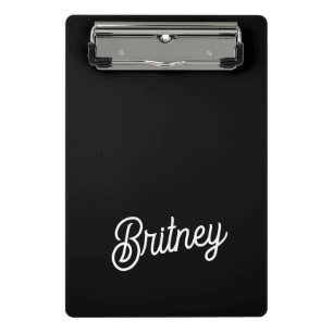 Modern Black White Personalised Monogram and Name  Mini Clipboard
