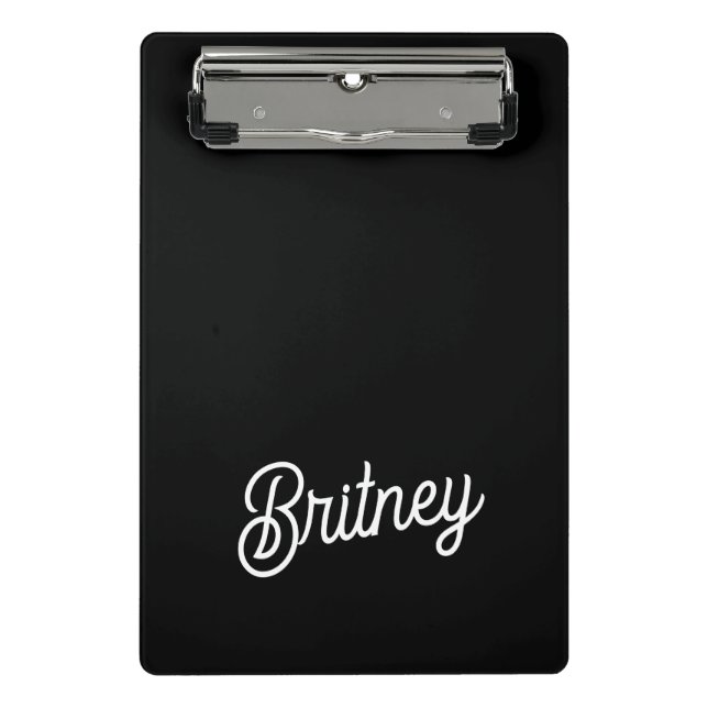 Modern Black White Personalised Monogram and Name  Mini Clipboard (Front)