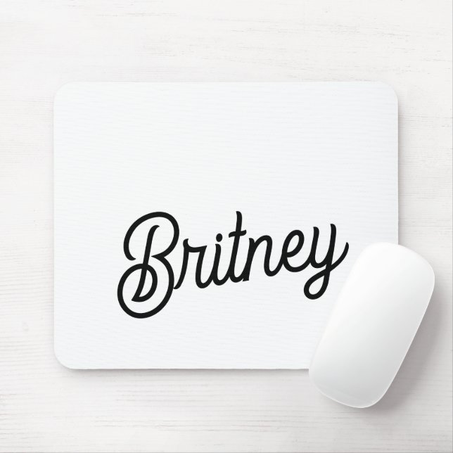 Modern Black White Personalised Monogram and Name  Mouse Pad (With Mouse)