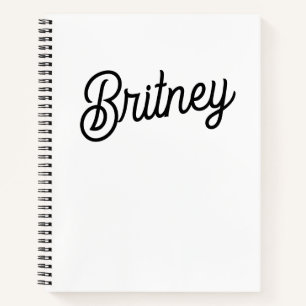 Modern Black White Personalised Monogram and Name  Notebook