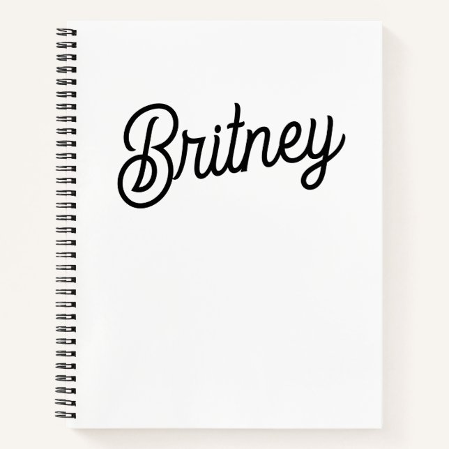 Modern Black White Personalised Monogram and Name  Notebook (Front)