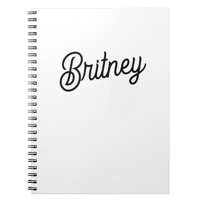 Modern Black White Personalised Monogram and Name  Notebook (Front)