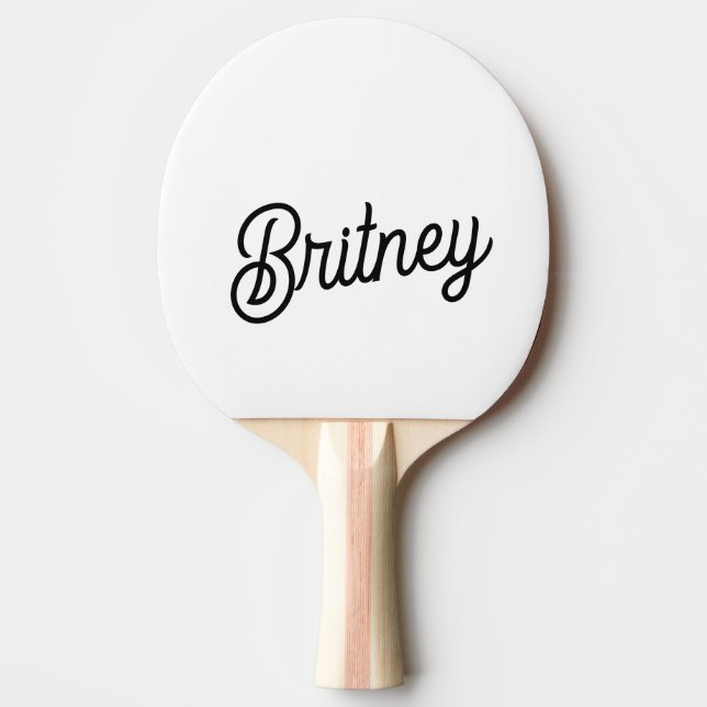 Modern Black White Personalised Monogram and Name  Ping Pong Paddle (Front)