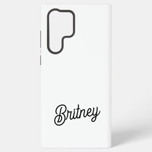 Modern Black White Personalised Monogram and Name  Samsung Galaxy S22 Ultra Case (Back)