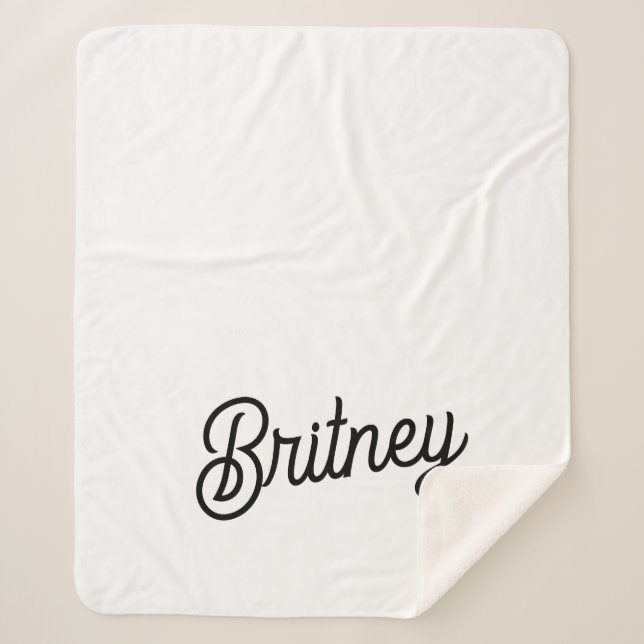 Modern Black White Personalised Monogram and Name  Sherpa Blanket (Front)