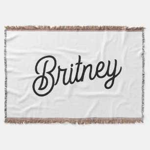 Modern Black White Personalised Monogram and Name  Throw Blanket