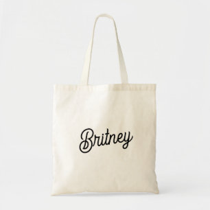 Modern Black White Personalised Monogram and Name  Tote Bag