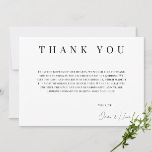 Modern Black & White Personalised Thank you Card