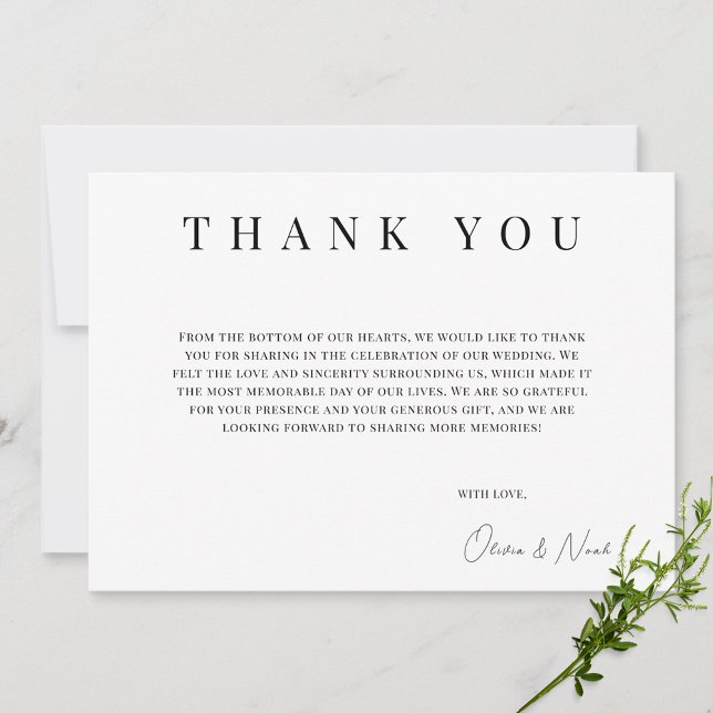 Modern Black & White Personalised Thank you Card (Creator Uploaded)