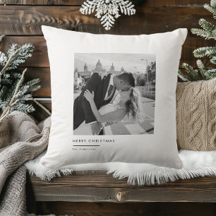 Modern Black & White Photo Christmas Elegant Gift Cushion
