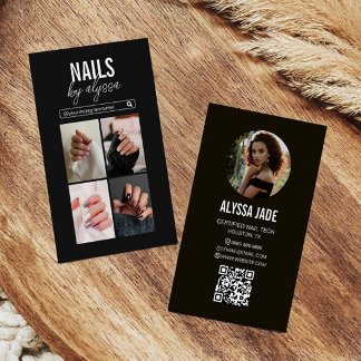 Modern Black White Photo Collage Instagram IG Business Card