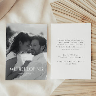 Modern Black & White Photo Elopement Reception Invitation