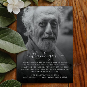 Modern Black & White Photo Funeral/Bereavement Thank You Card