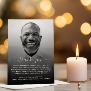 Modern Black & White Photo Funeral Thank You Card