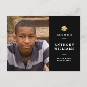 Modern Black & White Photo Graduation Postcard