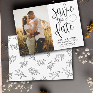 Modern Black & White Photo Save the Date Wedding