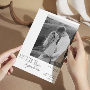 Modern Black & White Photo Typography Wedding Save The Date