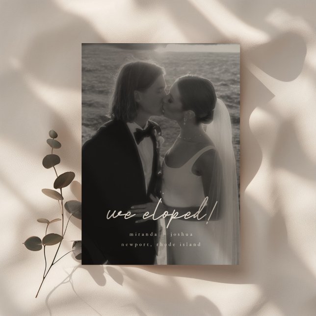 Modern Black & White Photo 'We Eloped' Reception Invitation (Creator Uploaded)