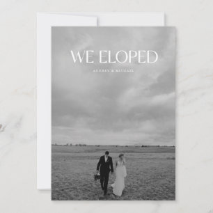 Modern Black & White Photo Wedding Elopement Announcement