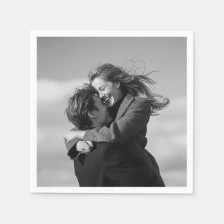 Modern Black & White Photo Wedding Napkins
