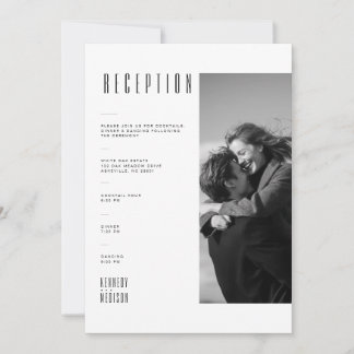 Modern Black & White Photo Wedding Reception Card