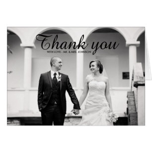 Modern Black & White Photo Wedding Thank You Card