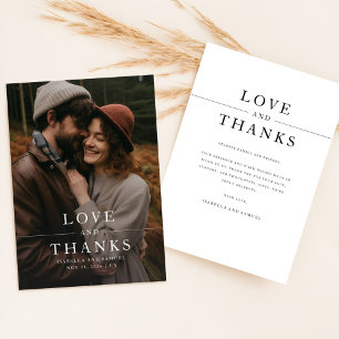 Modern Black & White Photo Wedding Thank You Card