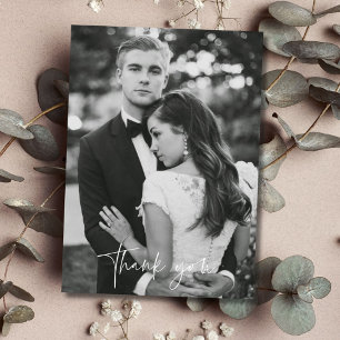 Modern Black White Photo Wedding Thank You Cards