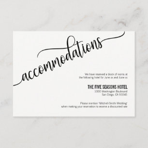 Modern Black White PINK Wedding Accommodation Card