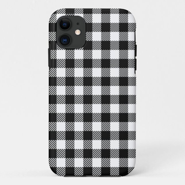 Modern Black & White Plaid Christmas Pattern Case-Mate iPhone Case (Back)