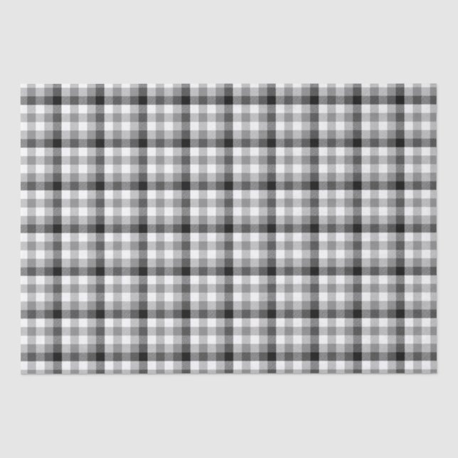 Modern black white plaid gingham graphic pattern tissue paper (Front)
