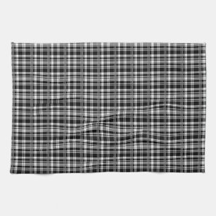 Modern Black white  plaid Tea Towel
