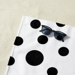 Modern Black White Polka Dot Beach Towel